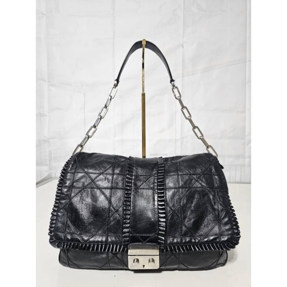 Dior Handbags - Authentic Christian Dior New Lock Ruffle Flap Bag Leather Large